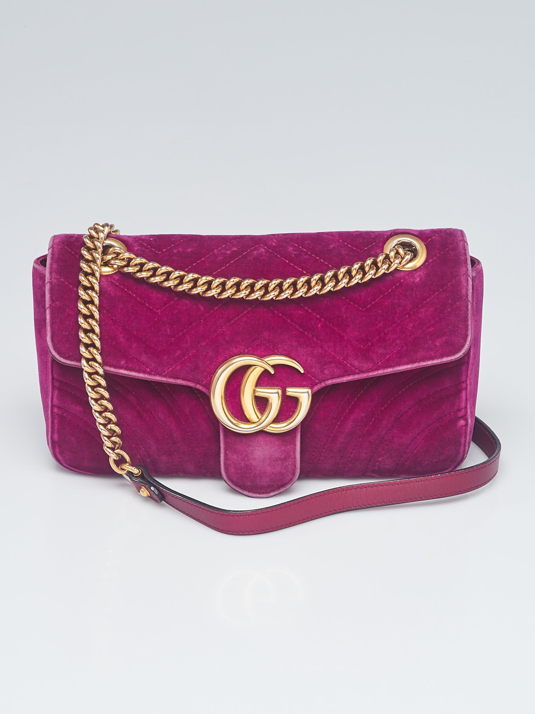 Gucci Purple Velvet GG Marmont Small Metelasse Shoulder Bag