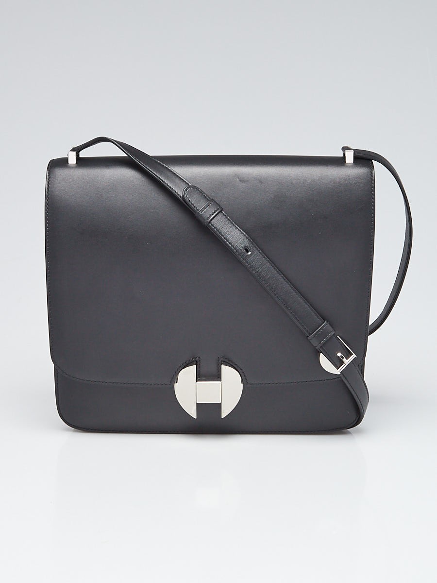 Hermes Black Sombrero II Leather Palladium Plated 2002-26 Bag