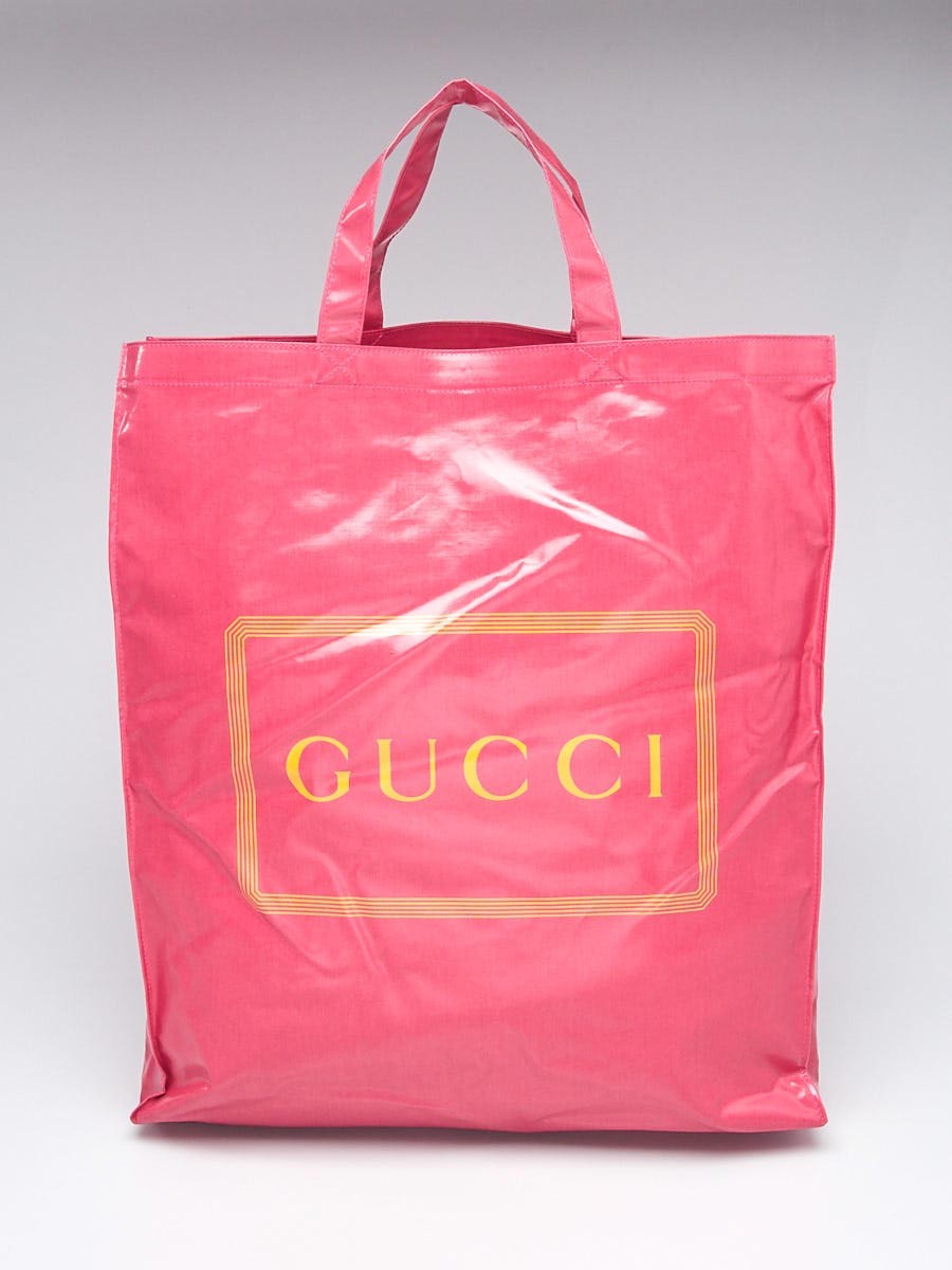 Gucci Pink Orange Coated Canvas Montecarlo Tote Bag