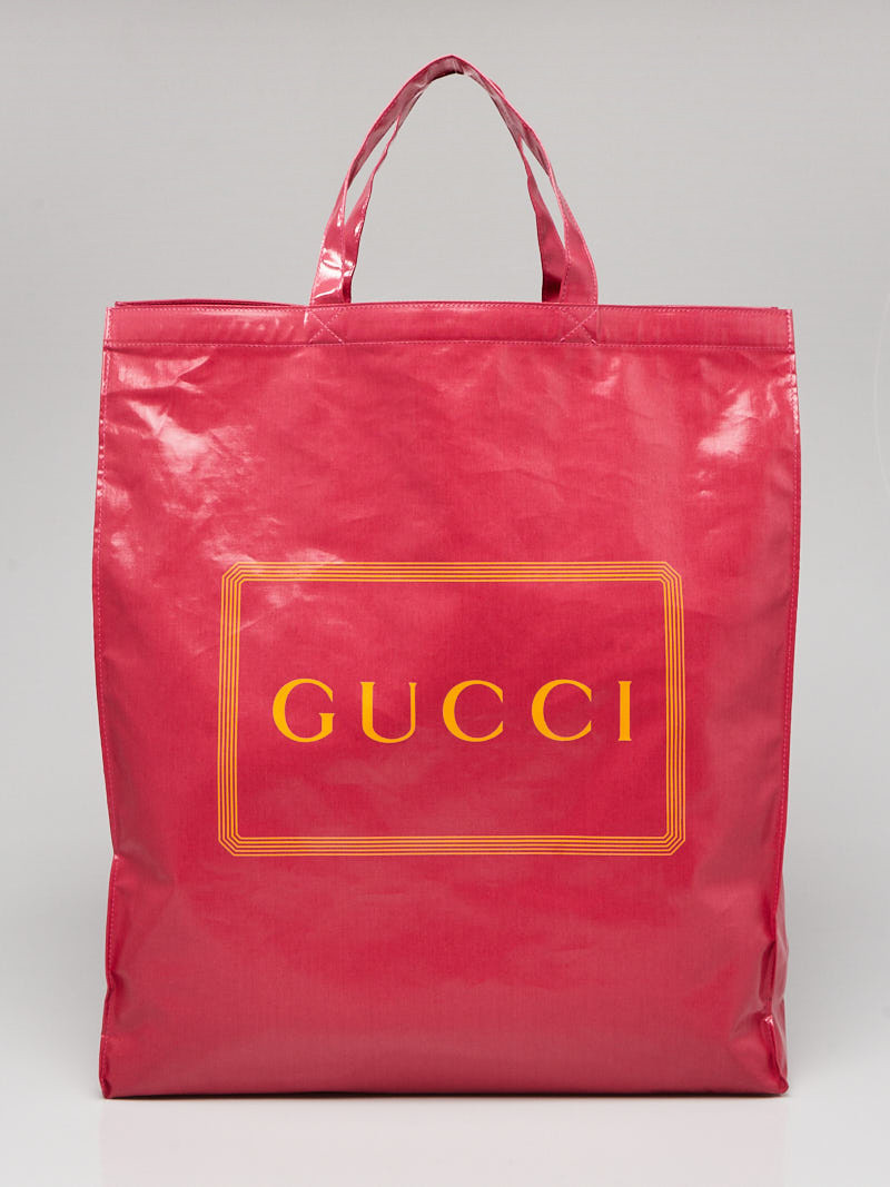 Gucci Pink Orange Coated Canvas Montecarlo Tote Bag