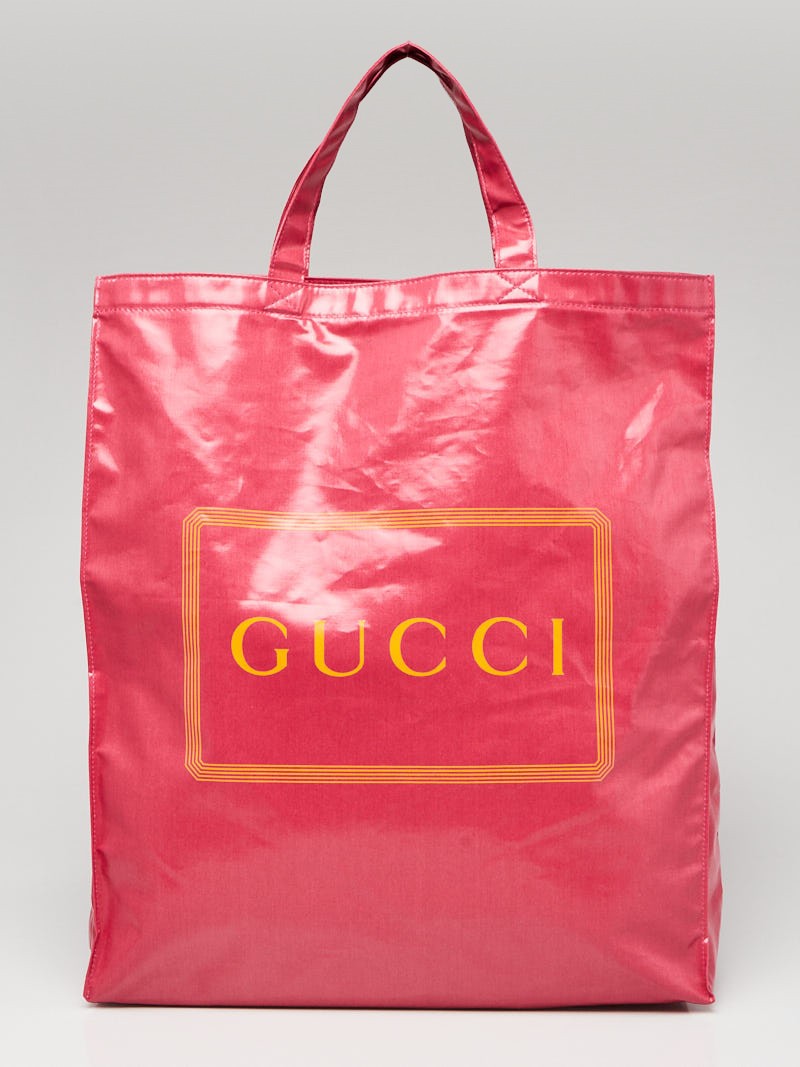 Gucci Pink Orange Coated Canvas Montecarlo Tote Bag