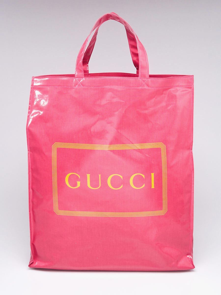 Gucci Pink Orange Coated Canvas Montecarlo Tote Bag