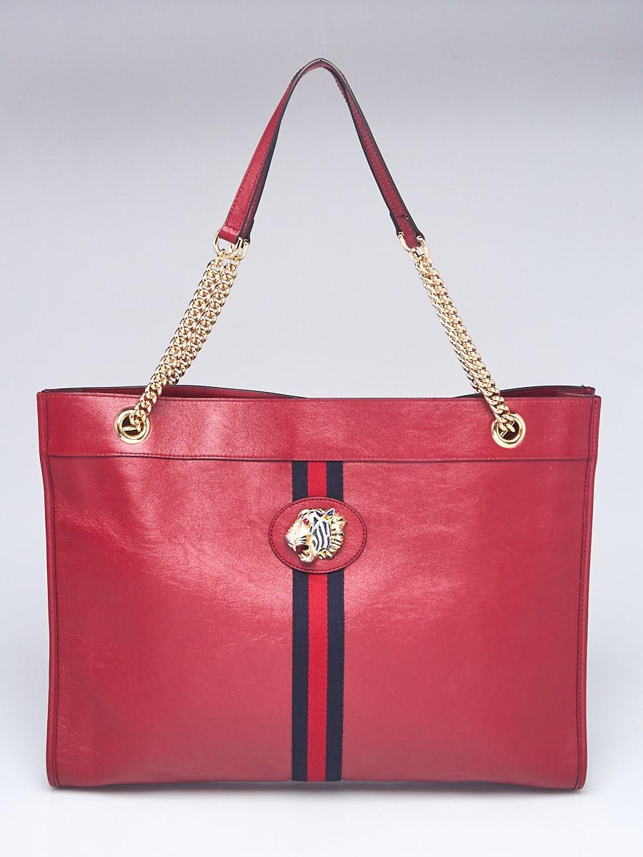 Gucci Red Leather Large Rajah Tote Bag