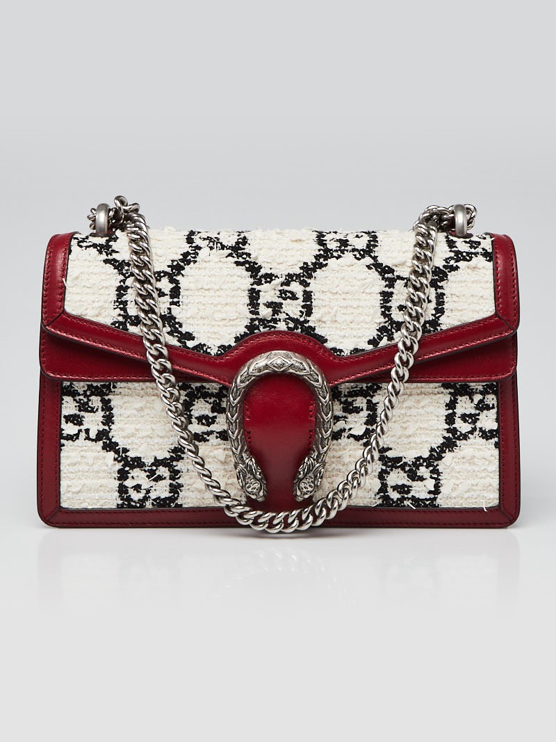 Gucci Red White Black GG Tweed Small Dionysus Bag