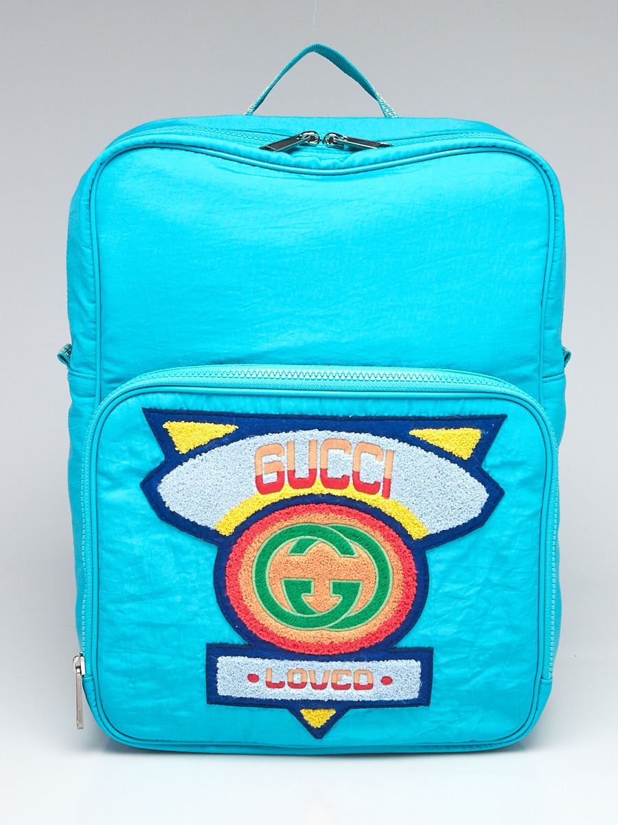 Gucci Teal Nylon 80's Patch Backpack Bag