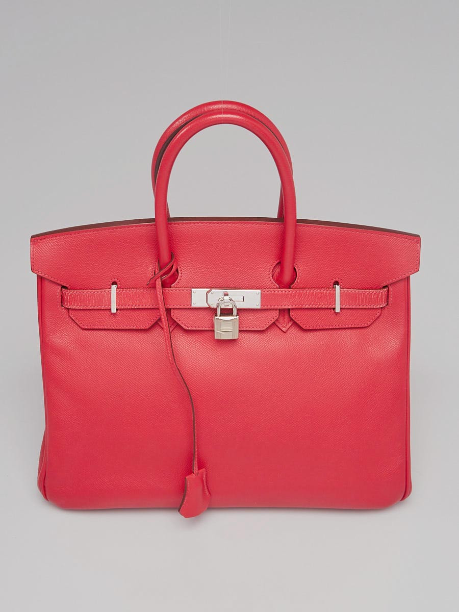 Hermes 35cm Rouge Casaque Epsom Leather Palladium Plated Birkin Bag