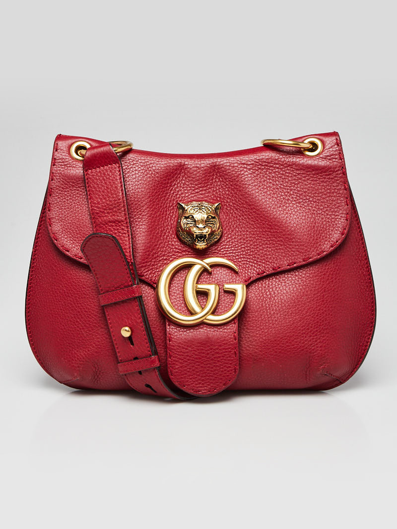 Gucci Red Leather Animalier Flap Shoulder Bag