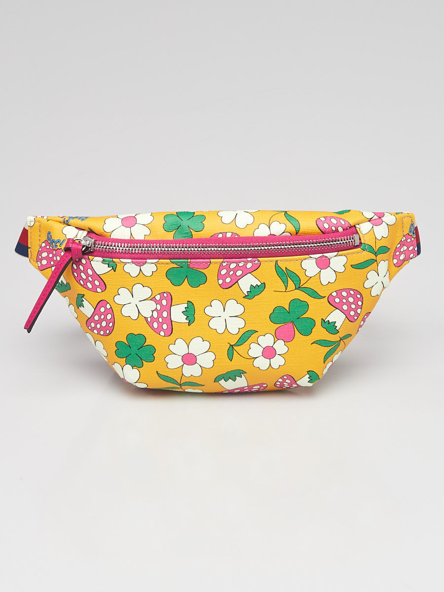 Gucci Yellow Mushroom Print Coated Canvas Children's Belt Bag