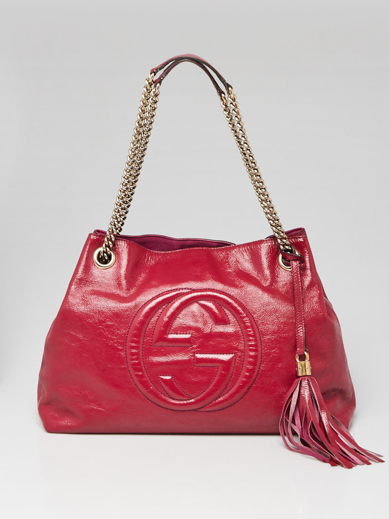 Gucci Pink Patent Leather Soho Chain Tote Bag