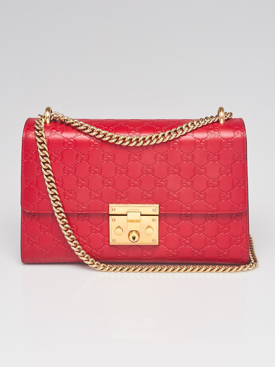 Gucci Red Guccissima Leather Padlock Medium Shoulder Bag