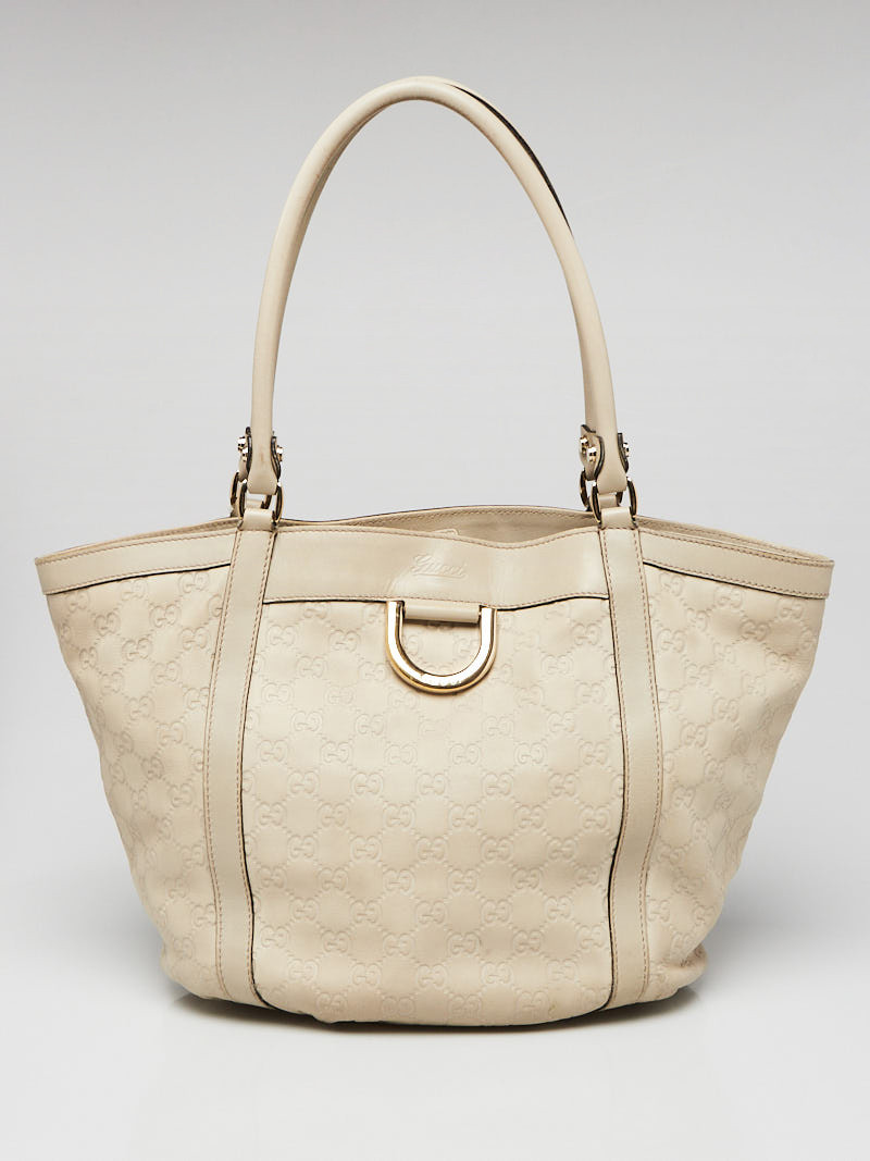 Gucci White Guccissima Leather D Ring Tote Bag