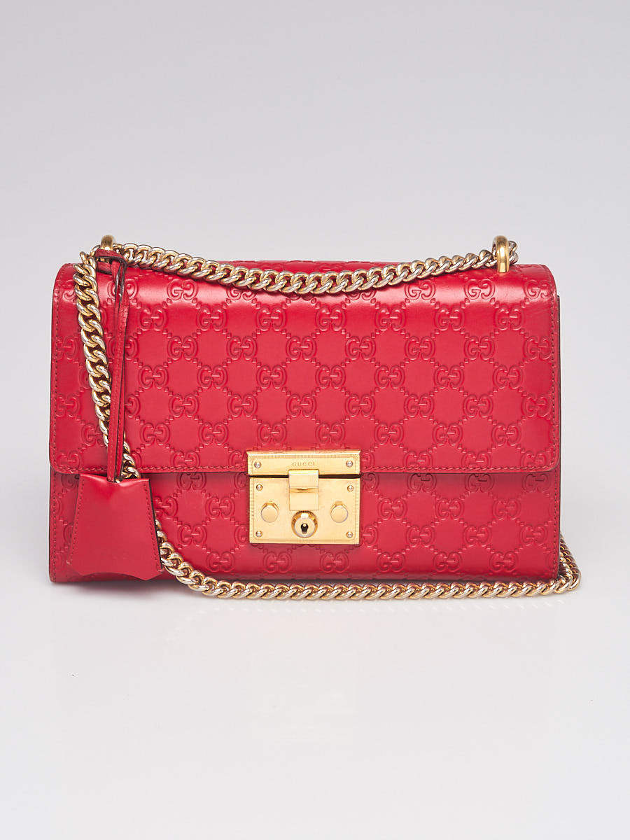 Gucci Red Guccissima Leather Padlock Medium Shoulder Bag
