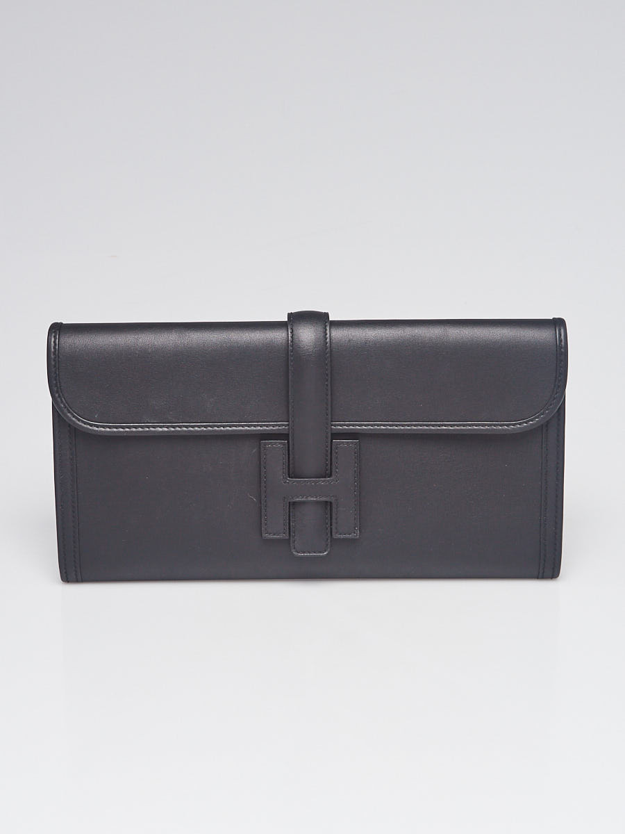 Hermes Black Swift Leather Jige Elan 29 Clutch Bag