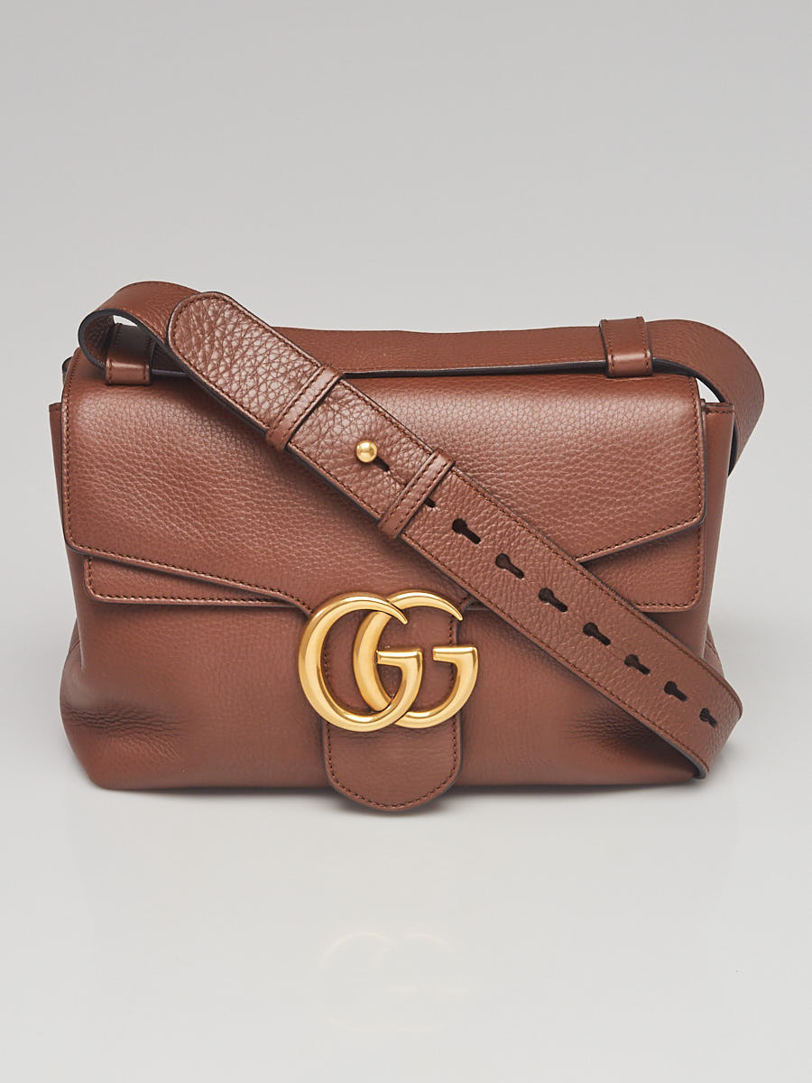 Gucci Brown Pebbled Leather Marmont Shoulder Bag