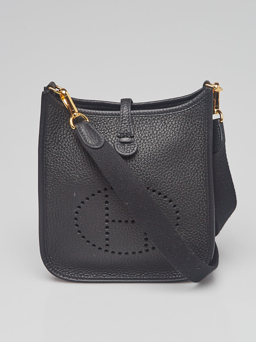 Hermes 16cm Black Clemence Leather Evelyne TPM Bag