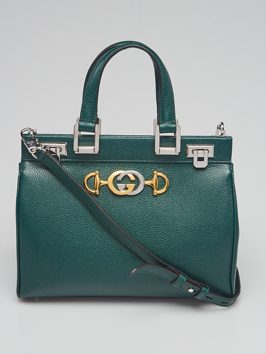 Gucci Green Grainy Leather Zumi Small Tote Bag