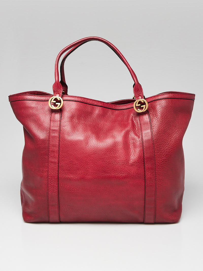 Gucci Red Leather GG Top Handle Tote Bag