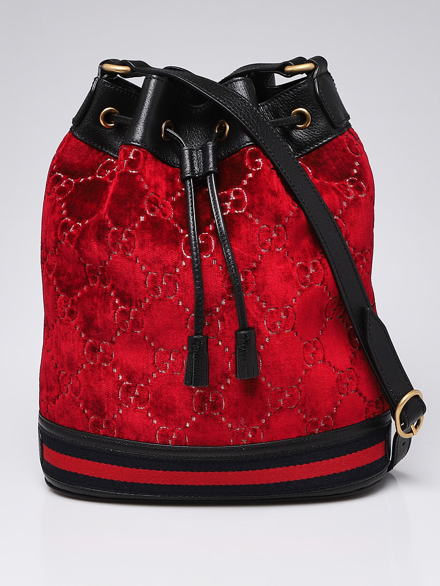 Gucci Red Velvet GG Bucket Bag