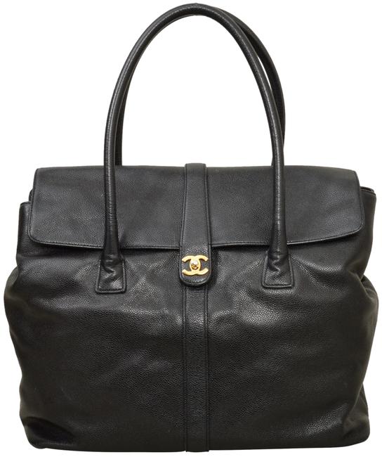 Chanel 19 Inch Giant Jumbo Black Caviar Leather Tote