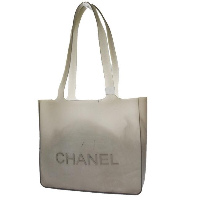 Chanel Bag Cc Logos Shoulder Metal Gray Rubber Tote