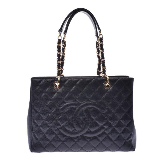 Chanel Bag Matrasse Gst Gold Hardware Ladies Skin Black Caviar Leather Tote