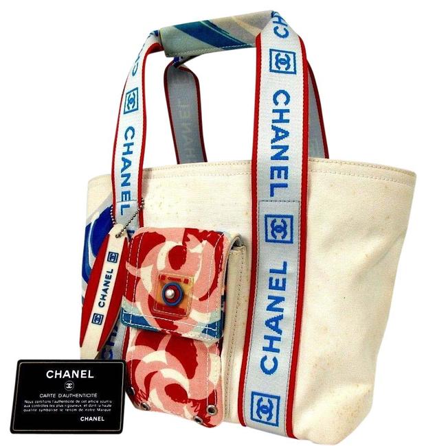 Chanel Bag Sports Line Tricolor BlueWhiteRed Small Blue Canvas Tote