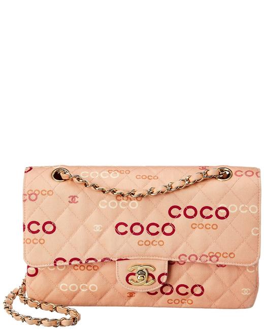 Chanel Classic Flap Pre owned Quilted Canvas Medium Double No Color Tote