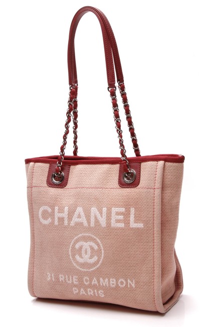 Chanel Deauville Bag Small Pink Canvas Tote