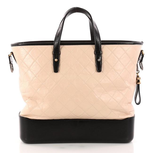 Chanel Shopping Gabrielle Quilted Large Blush and Black Calfskin Tote