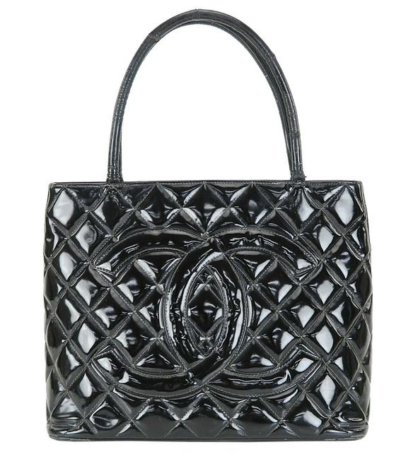 Chanel Medallion Black Patent Leather Tote