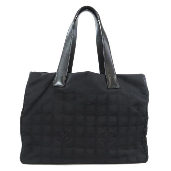 Chanel New Travel Line Mm Jacquard Ladies Black Nylon Tote