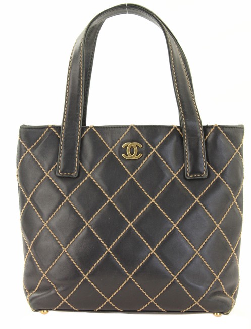 Chanel Quilted Black Leather Tote