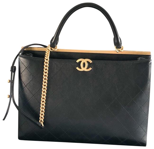 Chanel Shopping Coco Luxe Quilted Black Calfskin Large Tote