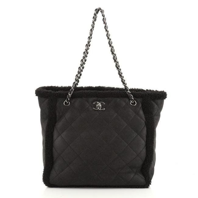 Chanel Shopping Coco Neige Quilted Lambskin and Shearling Large Tote