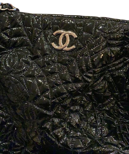 Chanel Shopping Coco Quilted Large Black Latent Leather Tote