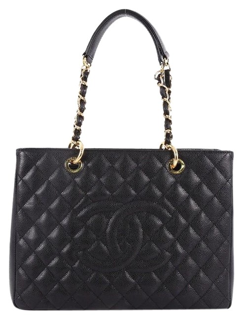 Chanel Shopping Grand Quilted Caviar Black Leather Tote