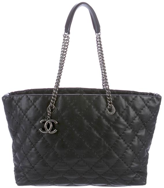 Chanel Shopping Ultimate Stitch Grand Gst Black Calfskin Leather Tote