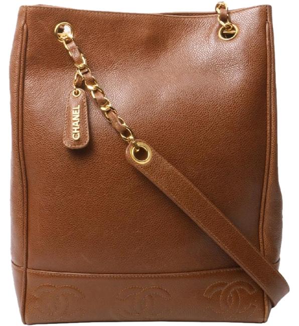Chanel Timeless Shopping Vintage Cc Stitching Brown Caviar Leather Tote