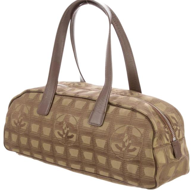Chanel Travel Ligne Bowler Vintage BrownTaupe Nylon Tote