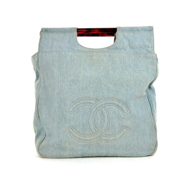 Chanel Vintage Cocomark Sac Blue Denim Tote