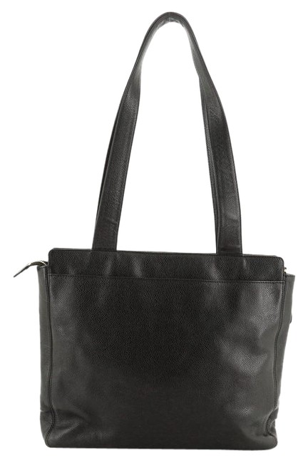 Chanel Vintage Logo Caviar Medium Black Leather Tote